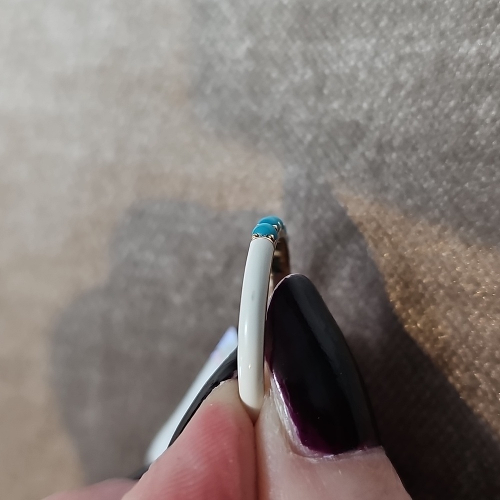 Solid Gold Turquoise Enamel Ring - image 5